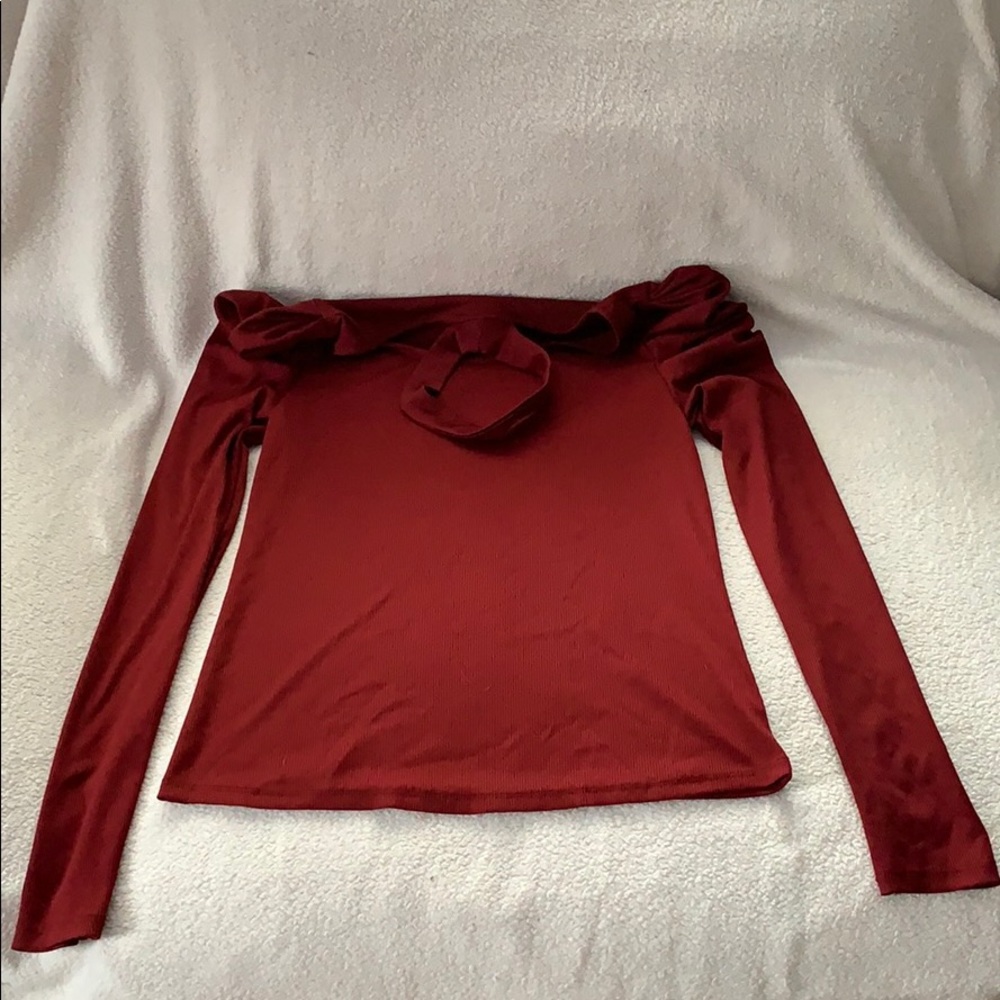 Elegant Red Blouse with Collar